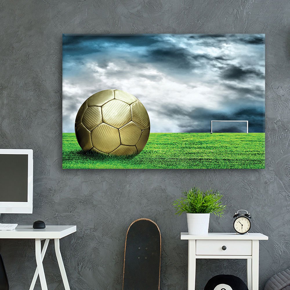 a soccer ball on a field in art