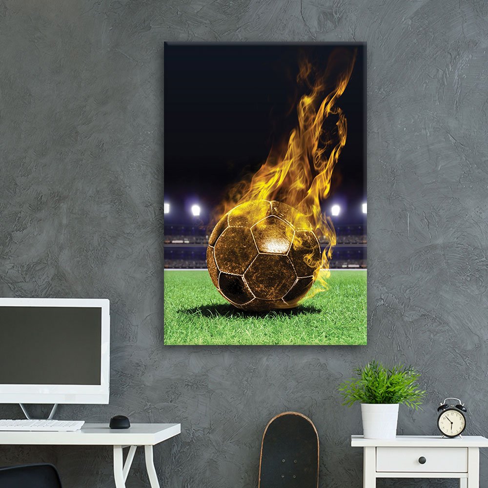 soccer ball on fire in soccer bedroom decor