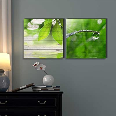 lovely 2 panel wood print canvas with dew drops