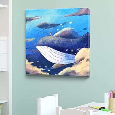 adorable print of a child riding a whale for whale nursery decor
