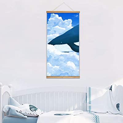 hanging poster of a whale flying through the clouds