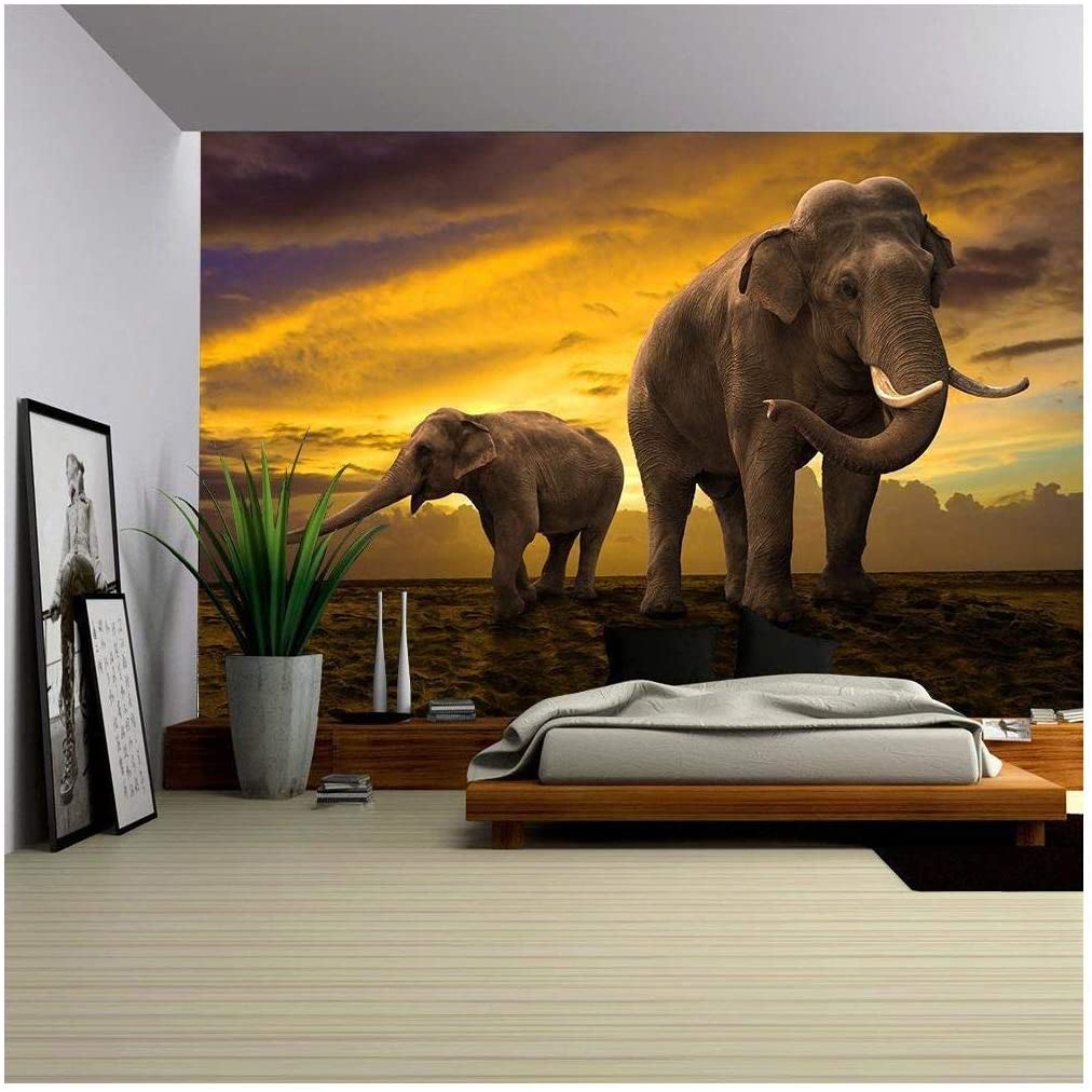 elephant mommy and baby mural happy home decor
