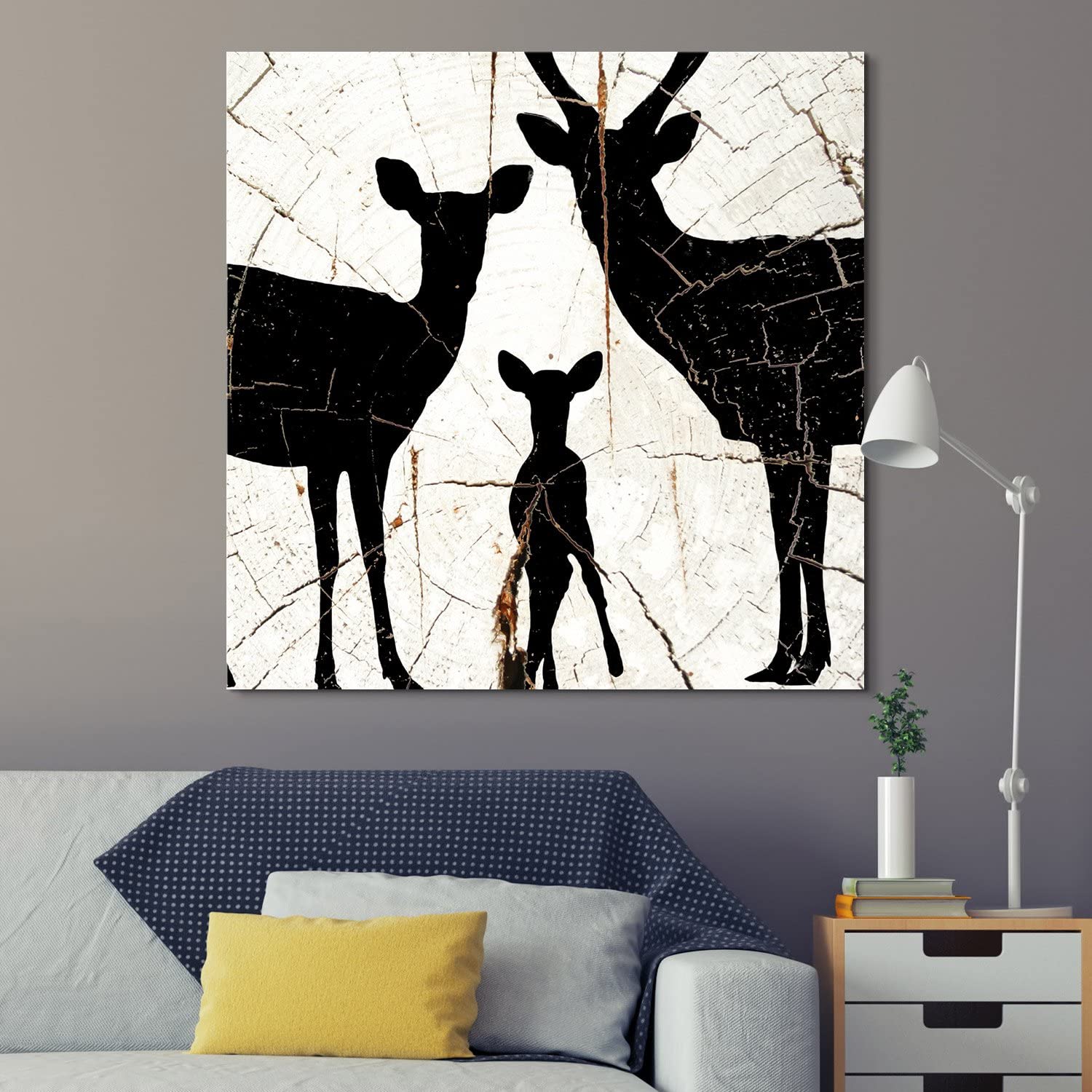 abstract black and white deer art