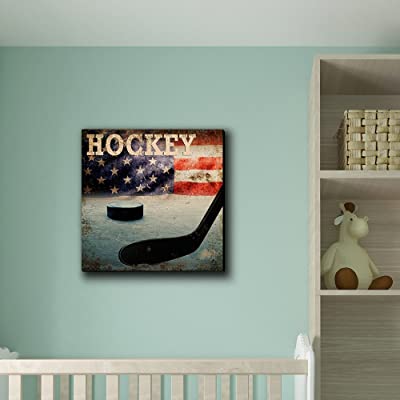 rustic hockey canvas for the nursery for a sports themed bedroom