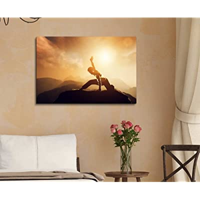 person stretching on a mountain top canvas
