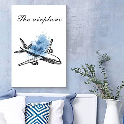 airplane on canvas with blue splashed over it