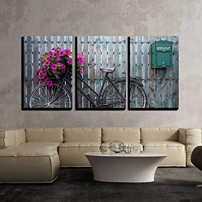 pretty 3 panel artwork for bicycle home decor