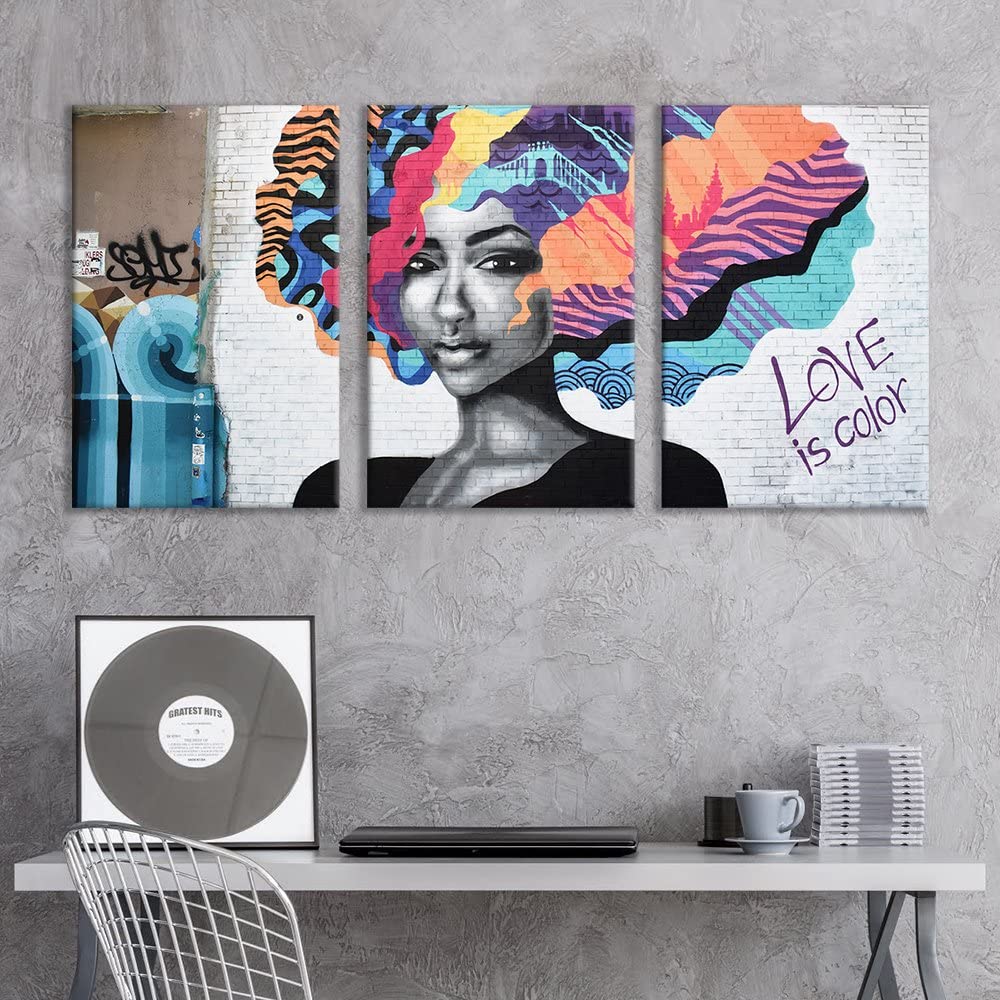 starring woman with abstract hair for graffiti home decor