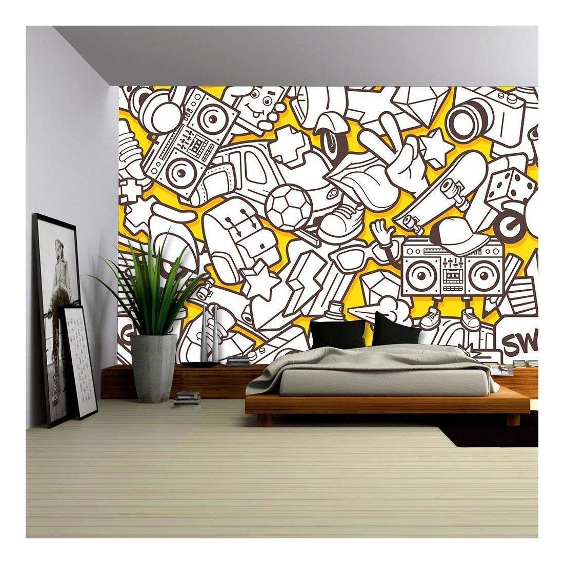 white and yellow graffiti in the home
