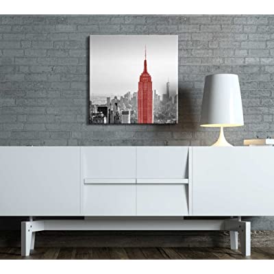 black and white New York City canvas featuring a highlighted Empire State Building