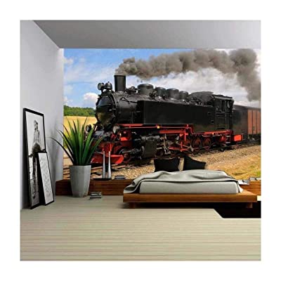 steam engine mural for train bedroom decor
