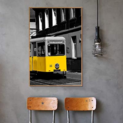 black white and yellow trolly