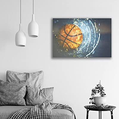 basketball canvas print over a sofa