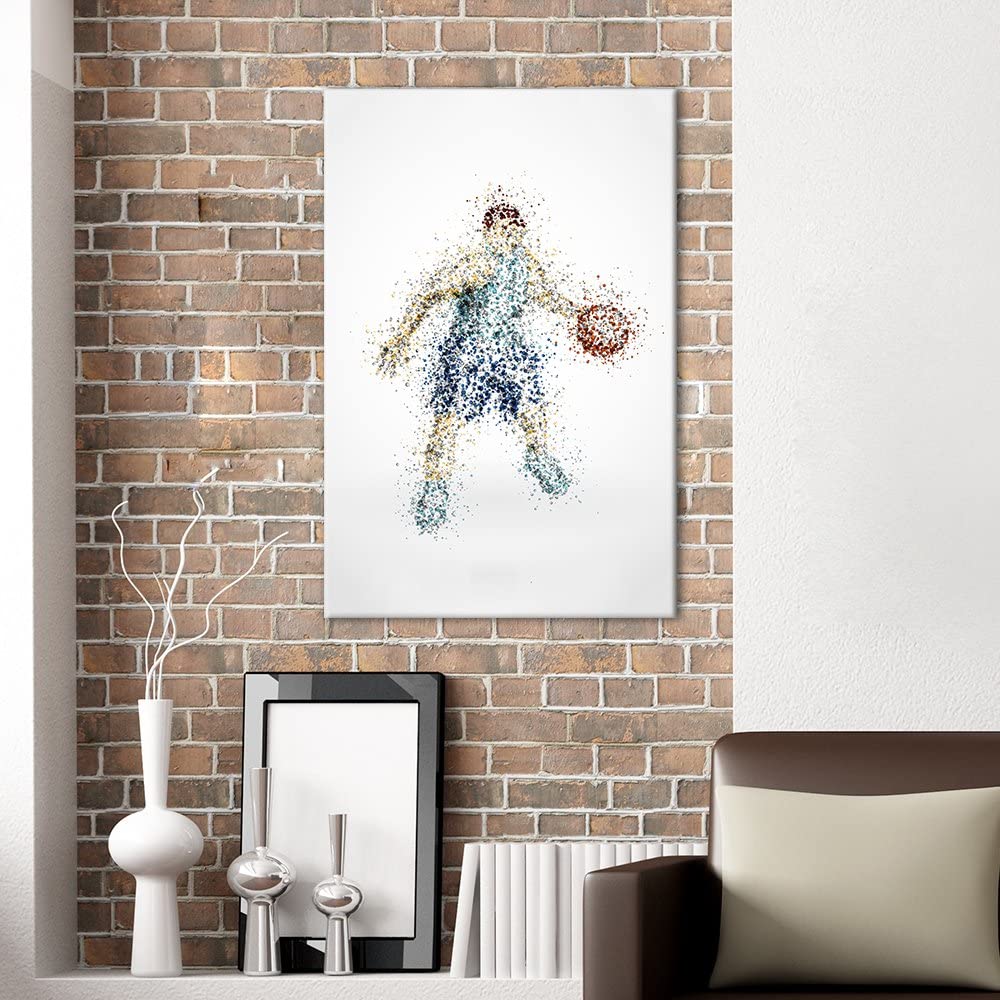 abstract basketball print on a brick wall