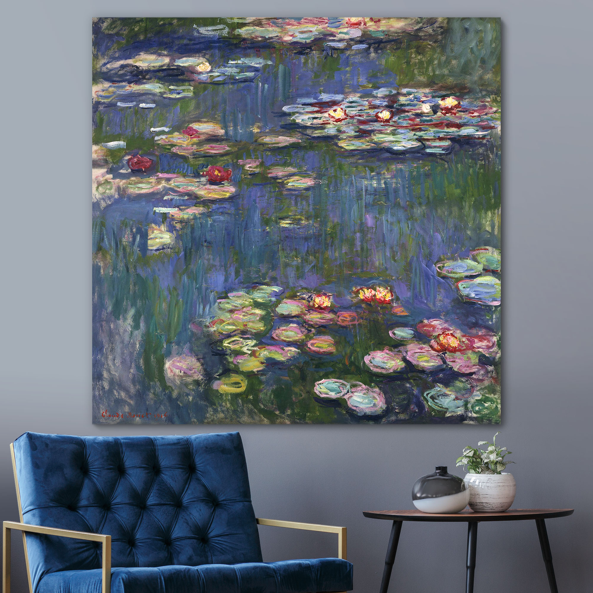 famous monet paintings the water lily pond in a living room