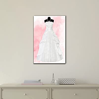 framed canvas featuring a white dress