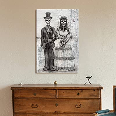 skeleton bride and groom canvas